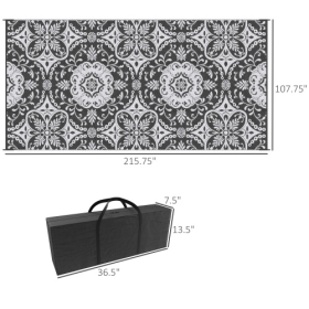 Outsunny Reversible Outdoor Rug, 9 X 18 Waterproof Plastic Straw Floor Mat, Portable RV Camping Carpet With Carry Bag, Large Floor Mat For Backya