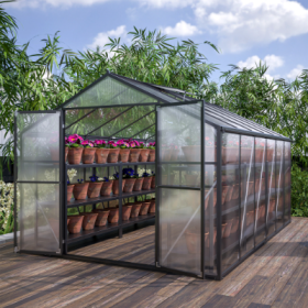 8 X 12'Outdoor Greenhouse, Heavy Duty Polycarbonate Greenhouse, Large Walk-in Greenhouse With Double Doors And Two Ventilation Windows, Aluminum