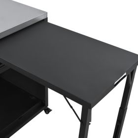 Versatile Outdoor Cabinet with Folding & Expandable Work Surfaces, Ample Storage Space, and Lockable Wheels, Matte Black