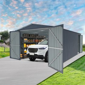 Outdoor Storage Shed 20x13 FT, Metal Garage Shed Backyard Utility Tool House Building with 2 Doors and 4 Vents for Car,Truck,Bike, Garbage Can,To