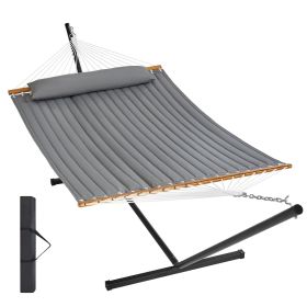 VEVOR Two Person Hammock with Stand Included Heavy Duty 480lb Capacity, Double Hammock with 12 FT Steel Stand and Portable Carrying Bag and Pillo