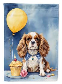 Cavalier Spaniel Happy Birthday Garden Flag Mailbox Flag Decorative Yard Flag Banner Outside Patio Artwork Yard Flower Beds, Garden Size, Multico