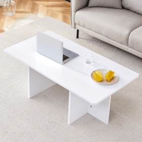 A Modern And Practical White Coffee Table. The Coffee Table Is Made Of Medium Density Fiberboard Material, Suitable For Living Room, Bedroom, And Stud (Color: White)