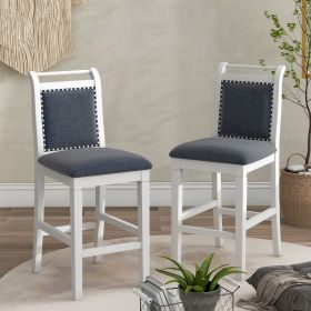 TOPMAX 3-Piece Wood Counter Height Dining Set With 2 Upholstered Chairs (Color: White)