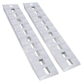 HeavyDuty Ramps With Top Hook Attaching End   Universal Loading Ramp For Motorcycle   TractorA  TV  UT 60   X 12  6600 LBS 1 Pair 2 Ramps Silver Alumi (Color: silver)