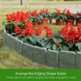 20 Pieces Of Pebble Effect Plastic Garden Lawn Edge Decorative Strip (Color: Grey)