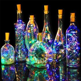 1pc 20 LED Wine Bottle Lights String Light; Mini LED 6.6ft Silver Wire Cork Lights Battery Operated Fairy Mini String Lights For Liquor Bottles C (Color: Multicolor)