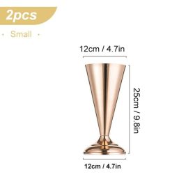 Wedding Metal Candle Holders Flowers Vase Candlestick Centerpieces Table Center Flower Pillar Road Lead Candelabra Wedding Party (Color: 2Pcs-Small, Ships From: CN)
