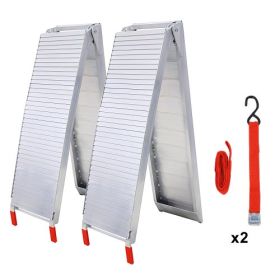 Truck Ramps, 80x12Portable Loading Ramps For Pickup Trucks 1500 LBS Capacity Aluminum Folding Ramps With Handle  Buckle For ATVs, Snowblower, Lawn Mow (Color: silver)